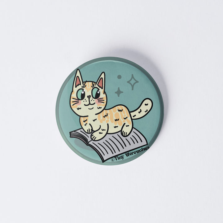 Orange Book Cat 1" Mini Button Pin
