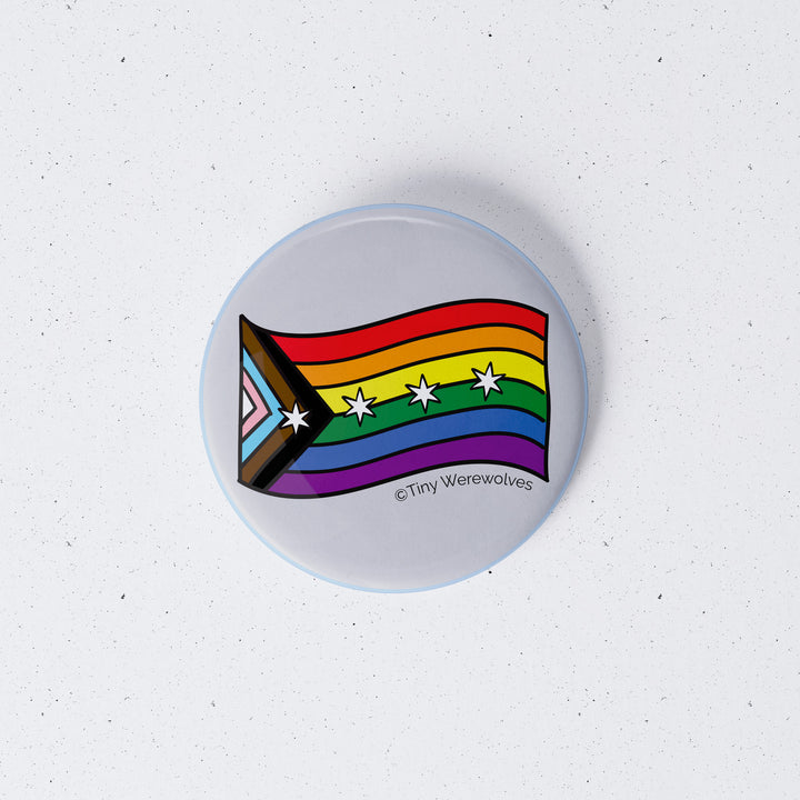 Chicago Progressive Rainbow Pride 1" Mini Button Pin 1" Button