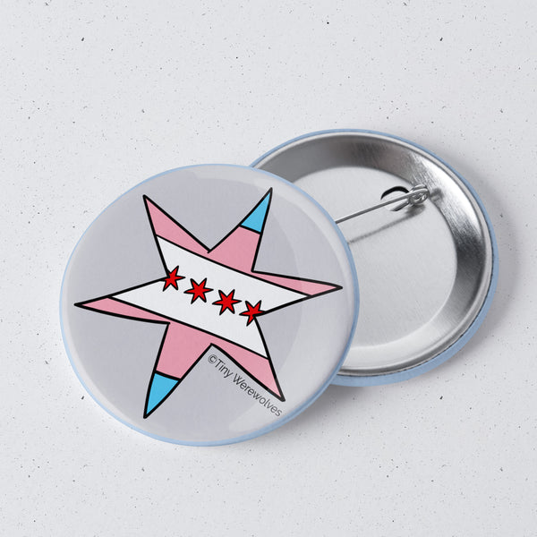 Chicago Star Transgender Pride Flag 1" Mini Button Pin