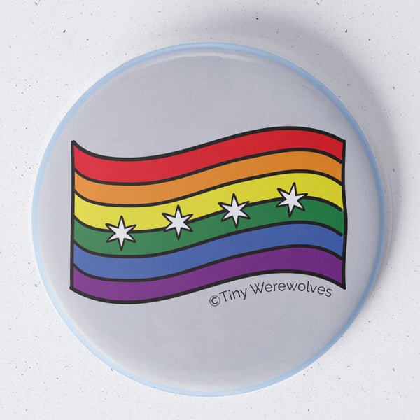 Chicago Rainbow Pride Flag 1.75" Button Pin 1.75" Button