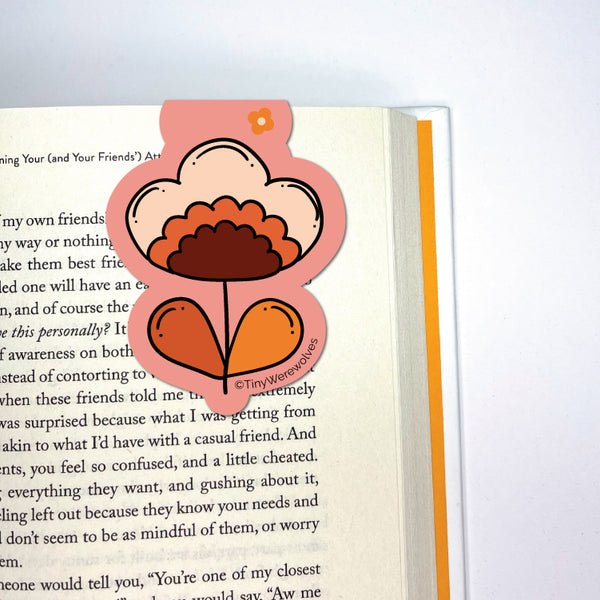 Retro Flower Laminated Magnetic Bookmark