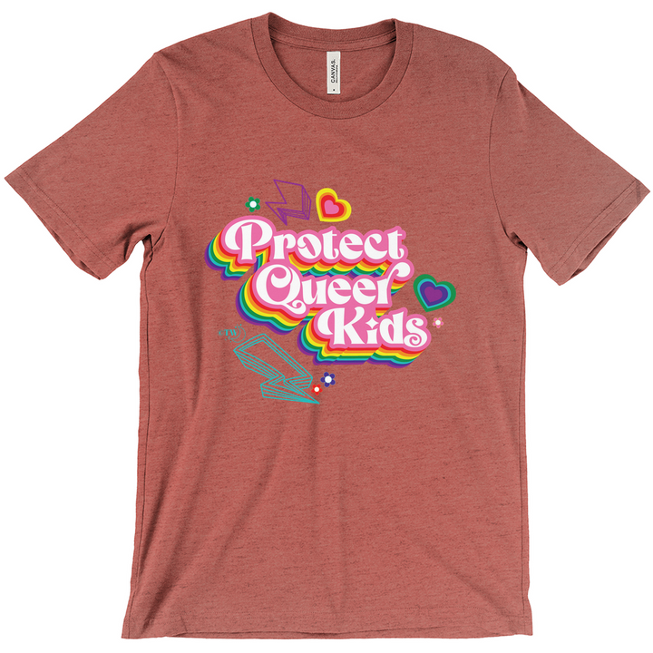 Retro Protect Queer Kids Unisex Fitted Tee Heather Clay