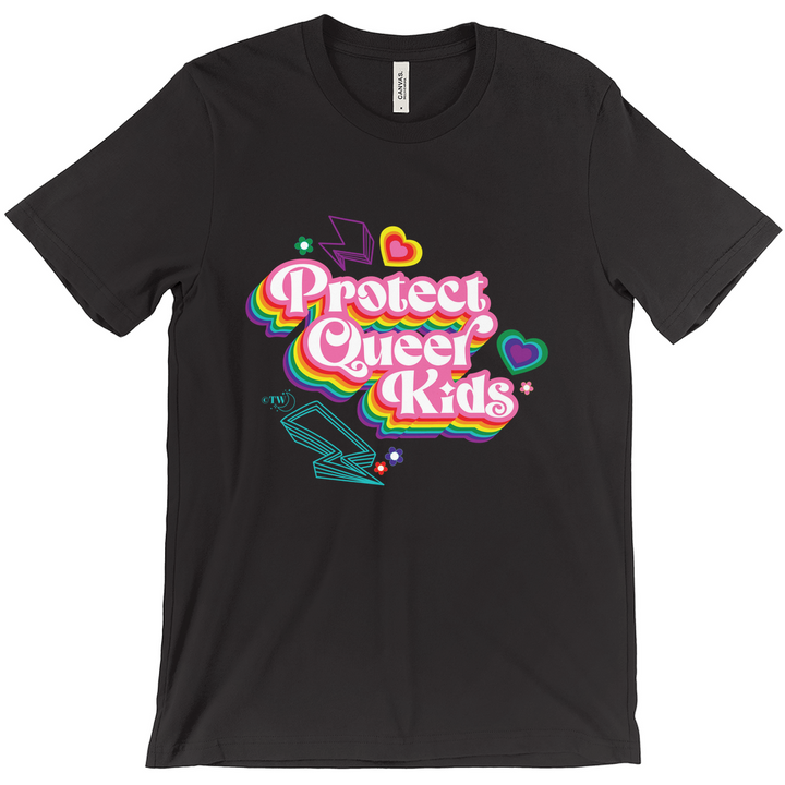 Retro Protect Queer Kids Unisex Fitted Tee Black