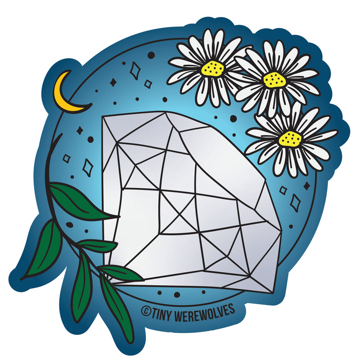 April Crystal & Flower Birthstone Magnet