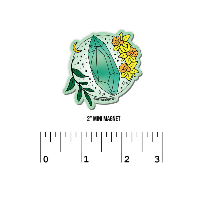 March Crystal & Flower Birthstone Magnet 2" Mini Magnet