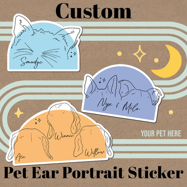 Custom Illustrated Pet Ear Sticker
