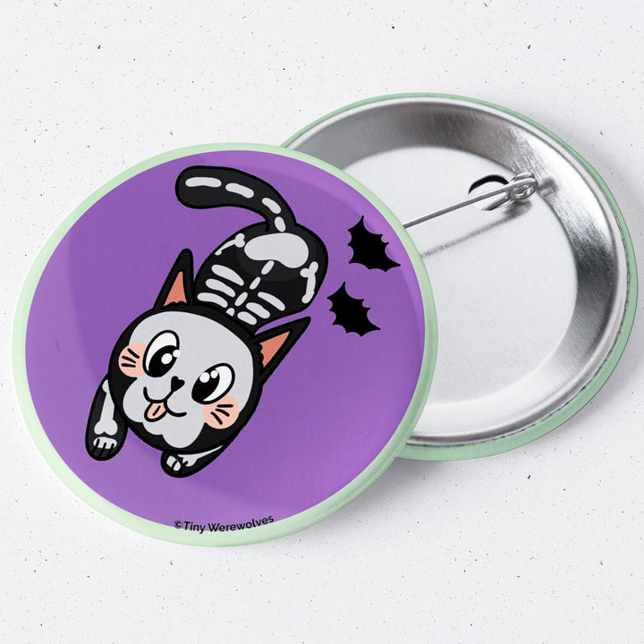 SkeliCat Spooky 1.75" Button Pin