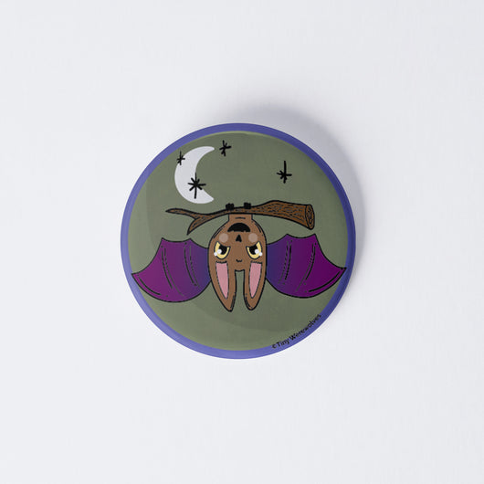 Original artwork by Tiny Werewolves | Bat Spooky 1" Mini Button Pin in | Shop to get your gender neutral Metal Pinback Button