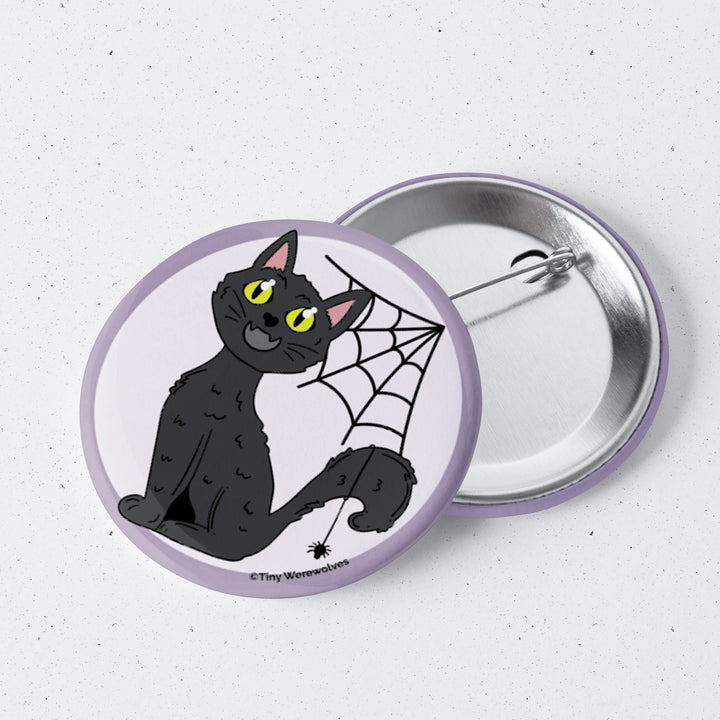 Black Cat Spooky 1" Mini Button Pin