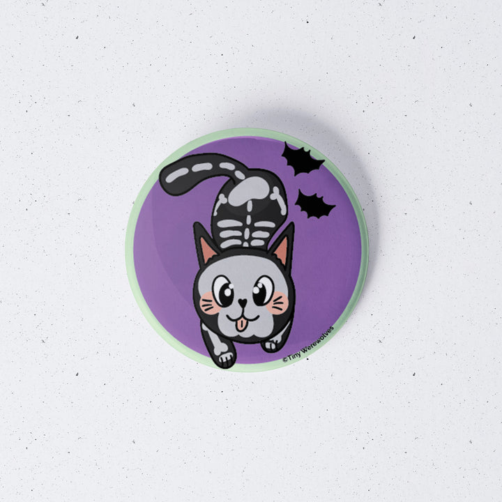 SkeliCat Spooky 1" Mini Button Pin 1" Button