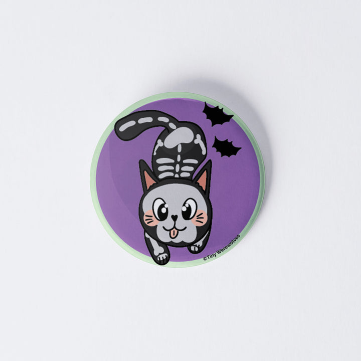 SkeliCat Spooky 1" Mini Button Pin