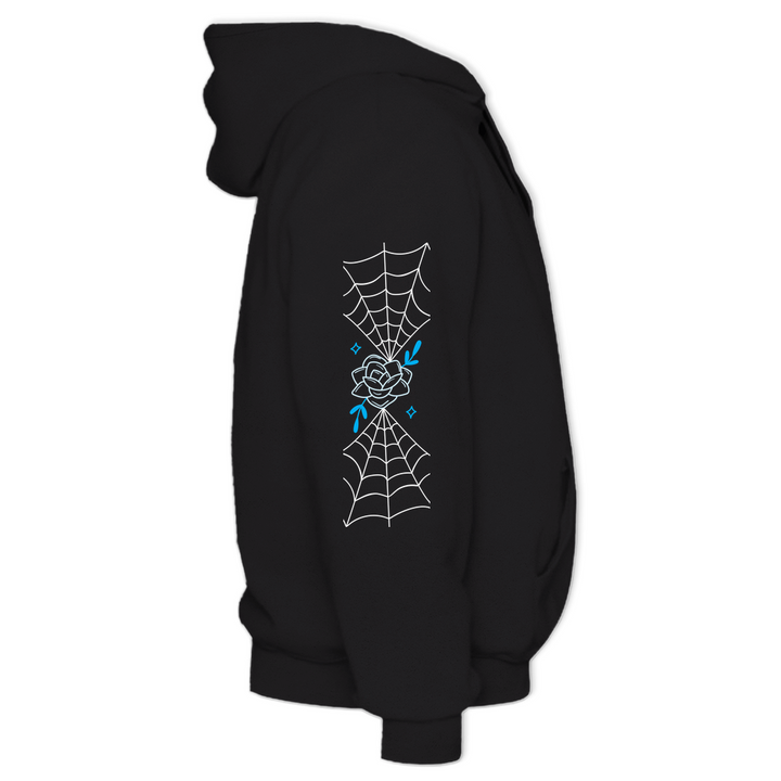 Original artwork by Tiny Werewolves | Retro Spooky Cat Vote Midweight Printed Sleeve Pullover Hoodie in | Shop to get your gender neutral Pullover Hoodie