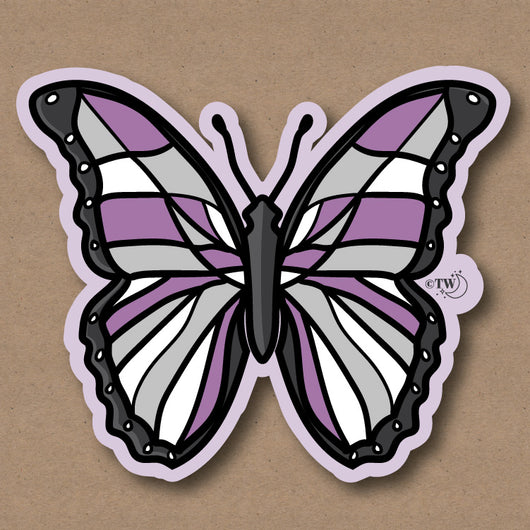 Original artwork by Tiny Werewolves | Asexual Pastel Butterfly Sticker in | Shop to get your gender neutral Sticker