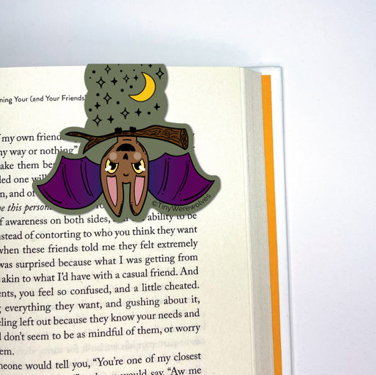 Original artwork by Tiny Werewolves | Bat Spooky Laminated Magnetic Bookmark in | Shop to get your gender neutral Magnetic Bookmark