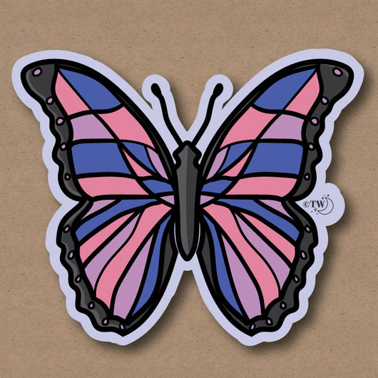 Original artwork by Tiny Werewolves | Bisexual Pastel Butterfly Sticker in | Shop to get your gender neutral Sticker