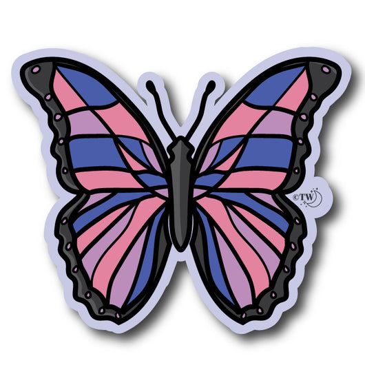 Original artwork by Tiny Werewolves | Bisexual Pastel Butterfly Sticker in 5" Sticker | Shop to get your gender neutral Sticker