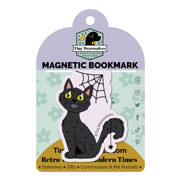 Black Cat Spooky Laminated Magnetic Bookmark