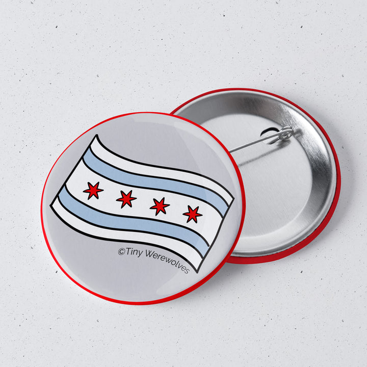 Chicago Flag 1" Mini Button Pin