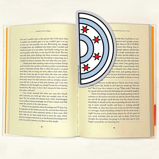 Original artwork by Tiny Werewolves | Chicago Flag Arched Rainbow Laminated Printed Bookmark in | Shop to get your gender neutral Laminated Bookmark