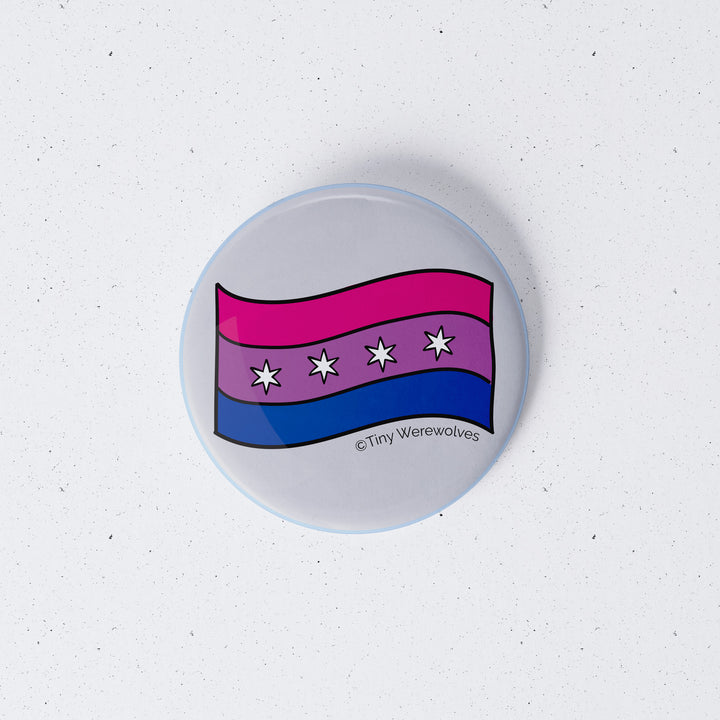 Chicago Bisexual Pride Flag 1" Mini Button Pin 1" Button