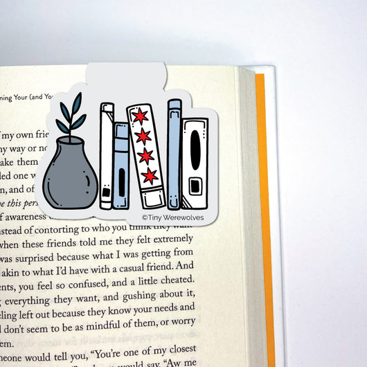 Original artwork by Tiny Werewolves | Chicago Flag Bookshelf Laminated Magnetic Bookmark in | Shop to get your gender neutral Magnetic Bookmark