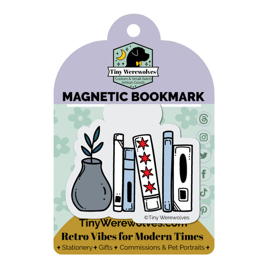 Original artwork by Tiny Werewolves | Chicago Flag Bookshelf Laminated Magnetic Bookmark in | Shop to get your gender neutral Magnetic Bookmark