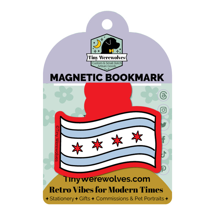 Chicago Flag Laminated Magnetic Bookmark