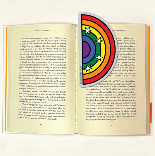 Original artwork by Tiny Werewolves | Chicago Pride Flag Arched Rainbow Laminated Printed Bookmark in | Shop to get your gender neutral Laminated Bookmark