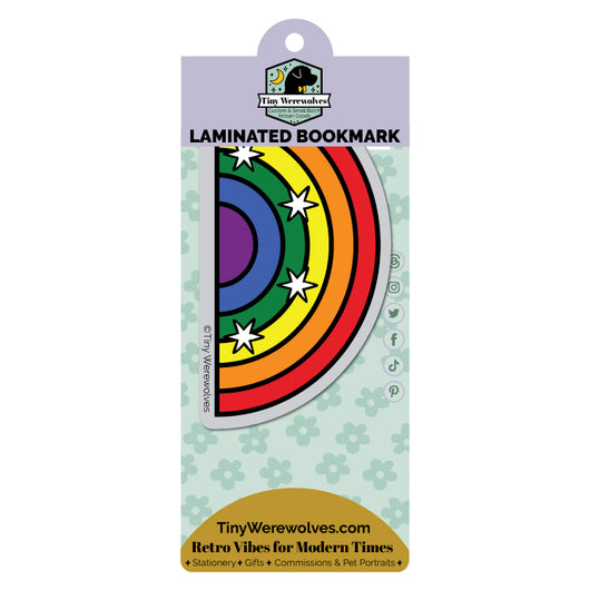 Original artwork by Tiny Werewolves | Chicago Pride Flag Arched Rainbow Laminated Printed Bookmark in | Shop to get your gender neutral Laminated Bookmark