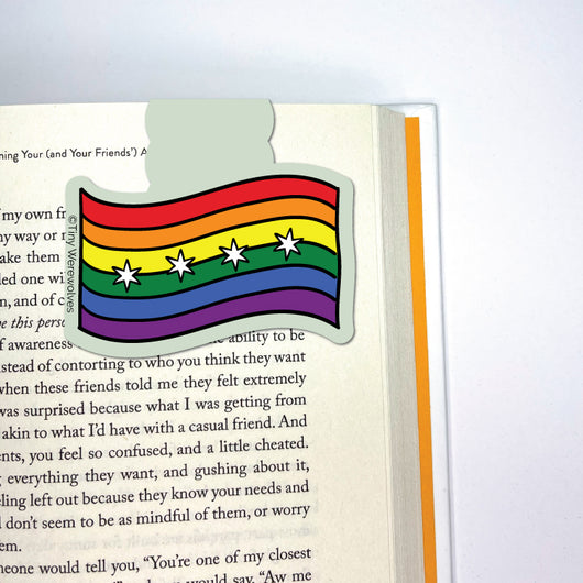 Original artwork by Tiny Werewolves | Chicago Rainbow Pride Flag Laminated Magnetic Bookmark in | Shop to get your gender neutral Magnetic Bookmark