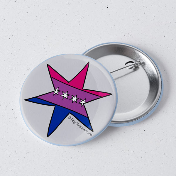 Chicago Star Bisexual Pride Flag 1" Mini Button Pin
