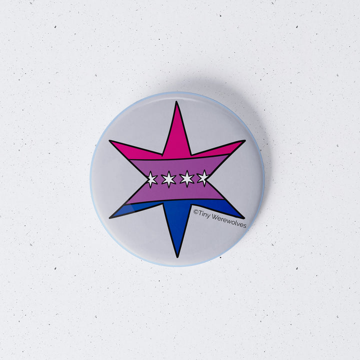 Chicago Star Bisexual Pride Flag 1" Mini Button Pin 1" Button