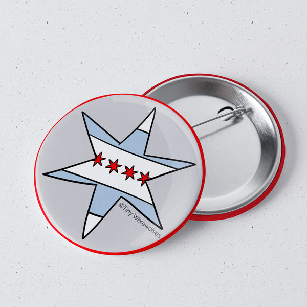 Chicago Star Flag 1" Mini Button Pin
