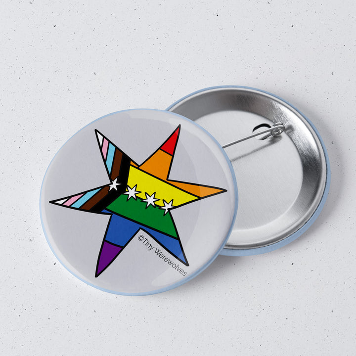 Chicago Star Progressive Rainbow Pride Flag 1" Mini Button Pin