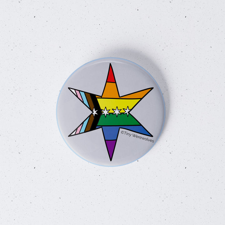 Chicago Star Progressive Rainbow Pride Flag 1" Mini Button Pin 1" Button