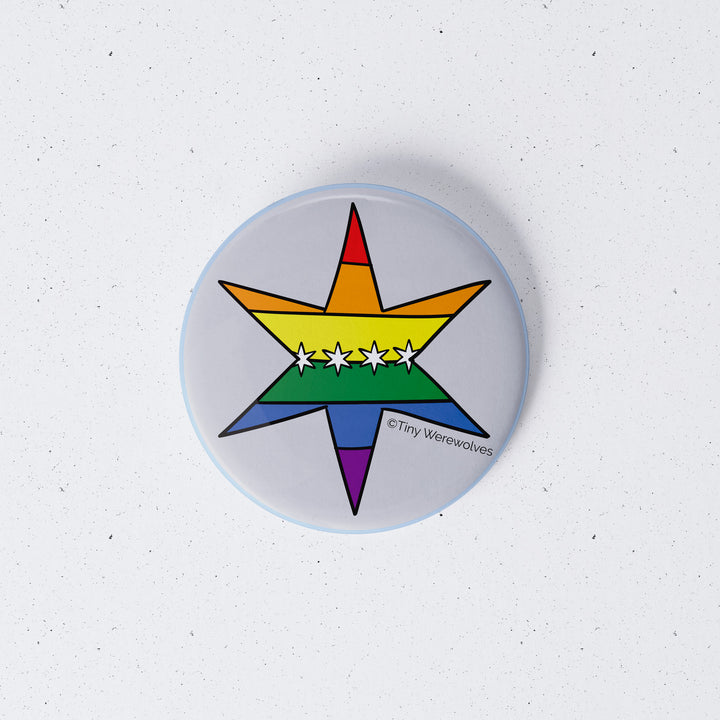 Chicago Star Rainbow Pride Flag 1" Mini Button Pin 1" Button