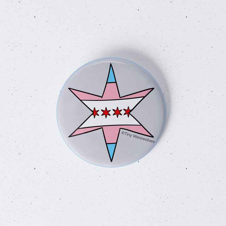 Chicago Star Transgender Pride Flag 1" Mini Button Pin 1" Button