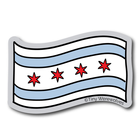 Original artwork by Tiny Werewolves | Chicago Flag Sticker in | Shop to get your gender neutral Sticker