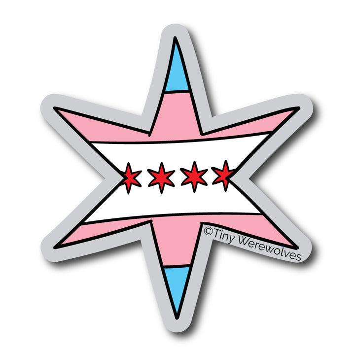 Chicago Star Transgender Pride Flag Sticker