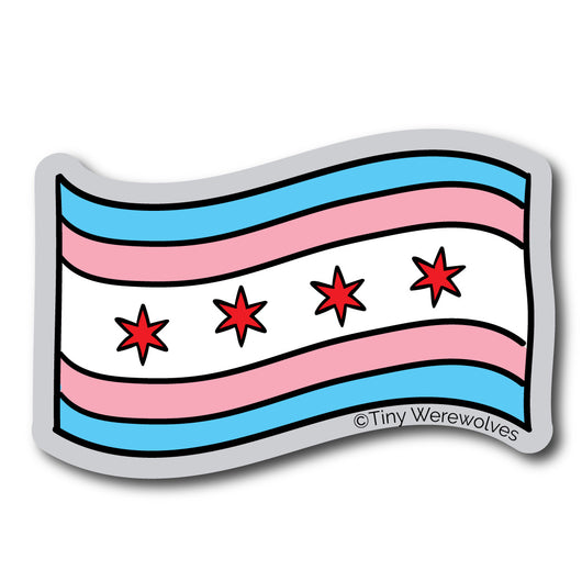 Original artwork by Tiny Werewolves | Chicago Transgender Pride Flag Sticker in | Shop to get your gender neutral Sticker