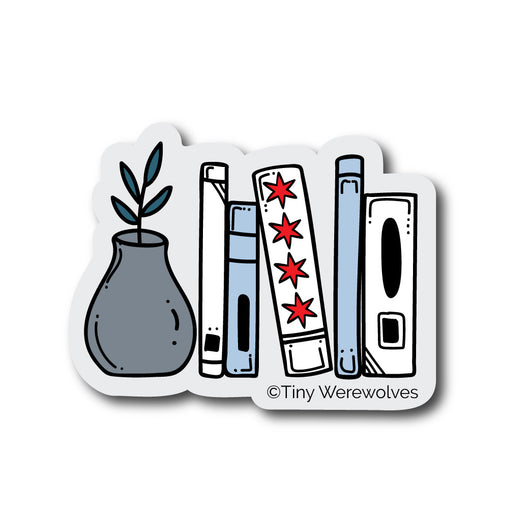 Original artwork by Tiny Werewolves | Chicago Flag Bookshelf Sticker in | Shop to get your gender neutral Sticker