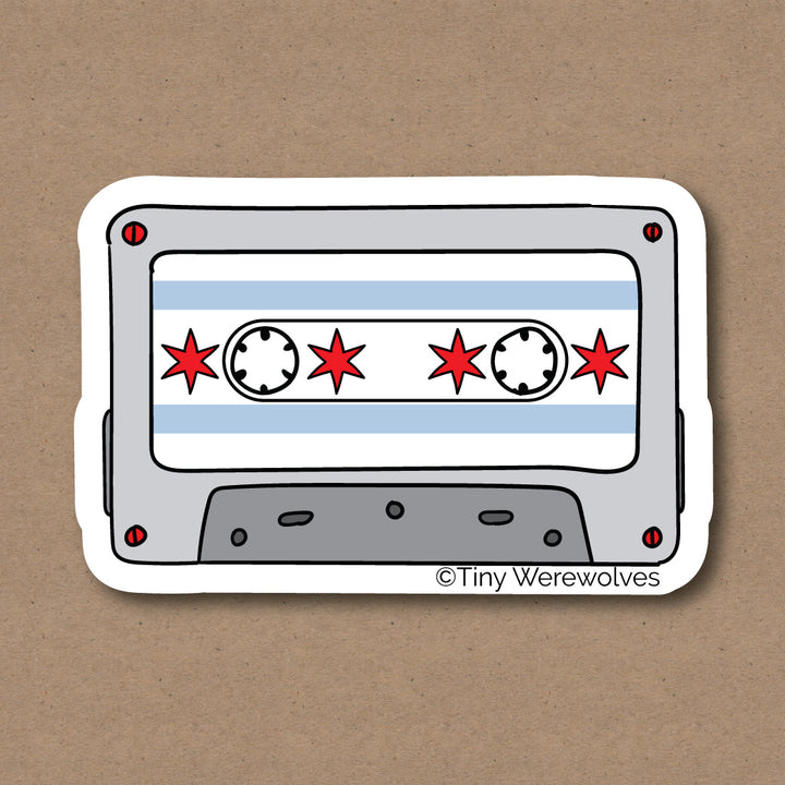 Chicago Flag Cassette Tape Sticker