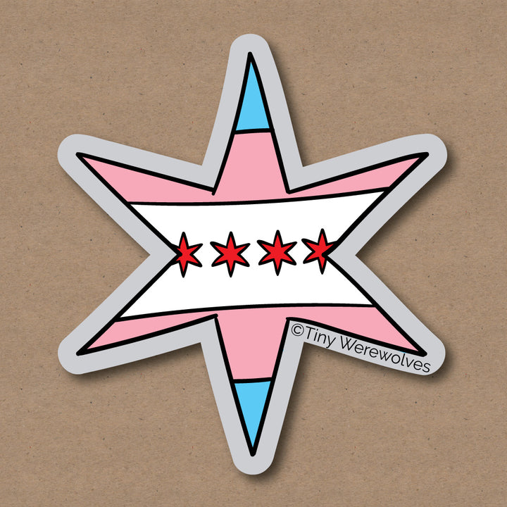 Chicago Star Transgender Pride Flag Sticker