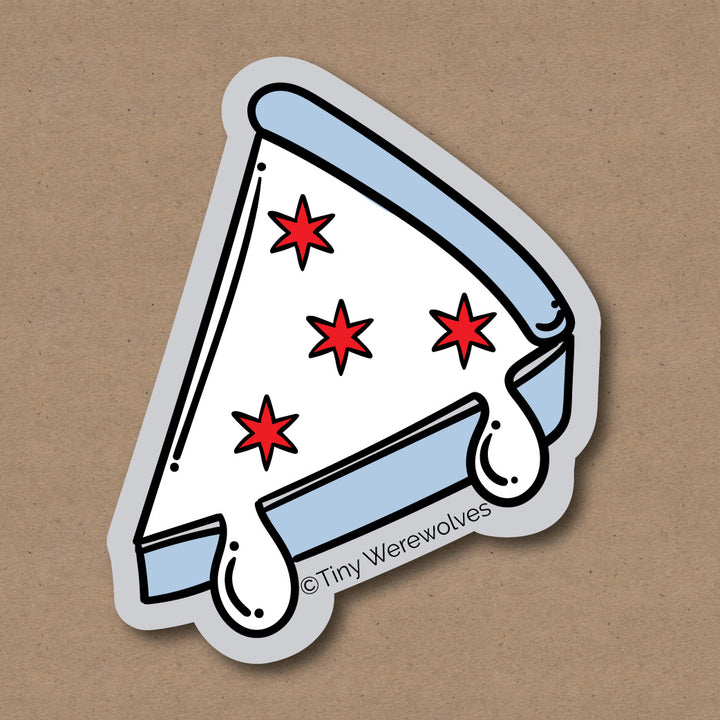 Chicago Deep Dish Pizza Flag Sticker