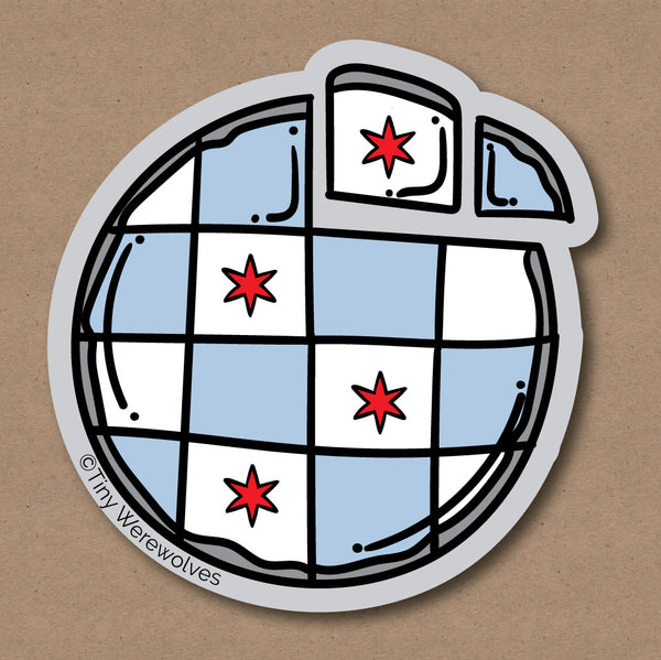 Chicago Thin Crust Pizza Flag Sticker