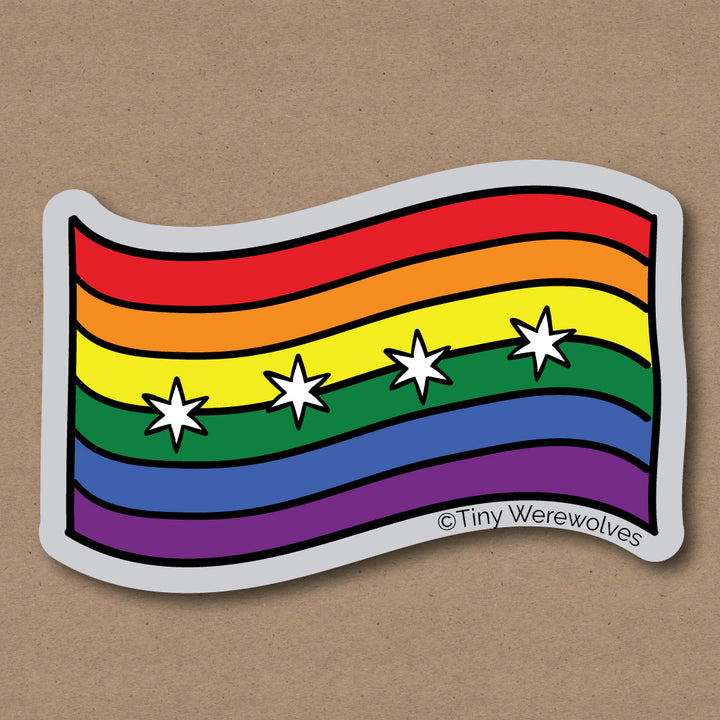 Chicago Flag Rainbow Sticker