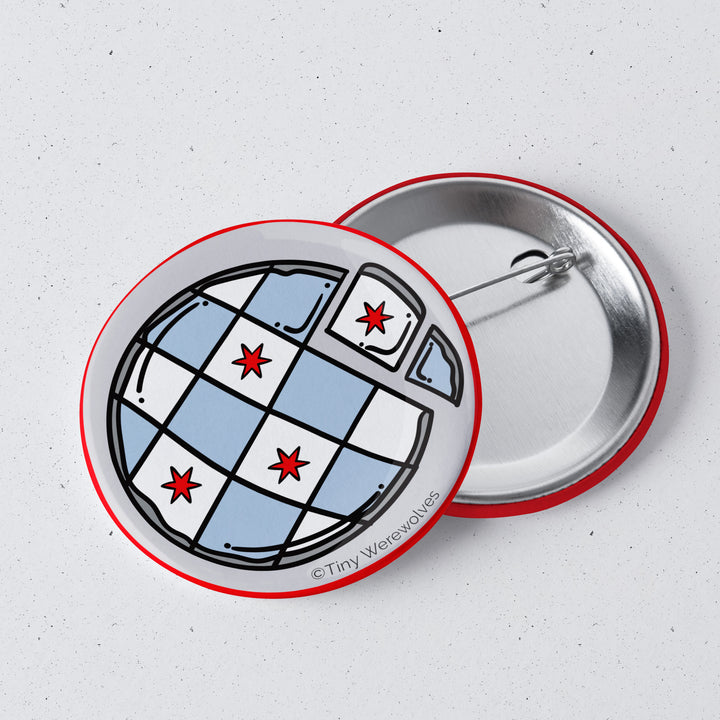 Chicago Thin Crust Pizza Flag 1" Mini Button Pin
