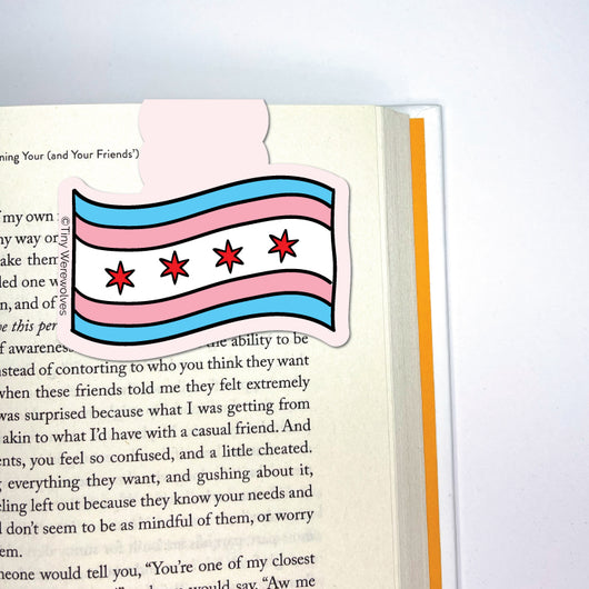 Original artwork by Tiny Werewolves | Chicago Transgender Pride Flag Laminated Magnetic Bookmark in | Shop to get your gender neutral Magnetic Bookmark