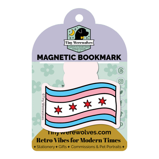 Original artwork by Tiny Werewolves | Chicago Transgender Pride Flag Laminated Magnetic Bookmark in | Shop to get your gender neutral Magnetic Bookmark