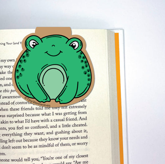 Original artwork by Tiny Werewolves | Frog Laminated Magnetic Bookmark in | Shop to get your gender neutral Magnetic Bookmark